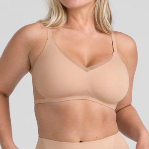 Honeylove CrossOver Bra Sand Beige Nude Mesh Wire-free Adjustable Straps Size XL